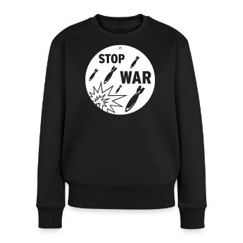 STOP WAR - Frauen Premium Bio Pullover - Schwarz - Vorne - Julia (174cm)