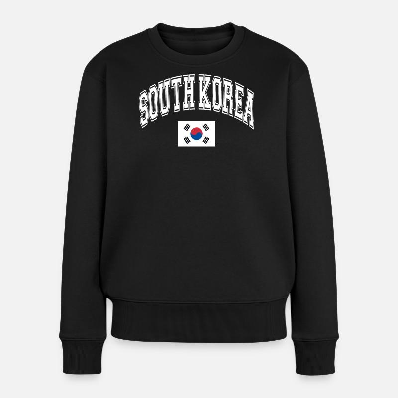 Südkorea - Frauen Premium Bio Pullover - Schwarz