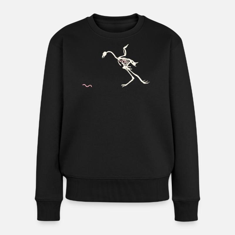 Frei und glücklich geschältes Huhn - Frauen Premium Bio Pullover - Schwarz