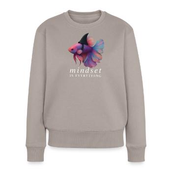 Mindset Fighting Fish Helmet, Motivational Saying  - Pull Premium bio Femme - taupe - Devant - Julia (174cm)