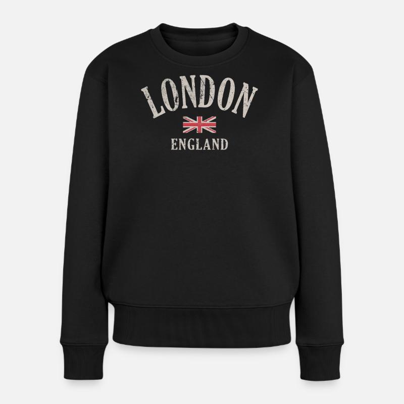 Londres Vintage Union Jack - Pull Premium bio Femme - noir