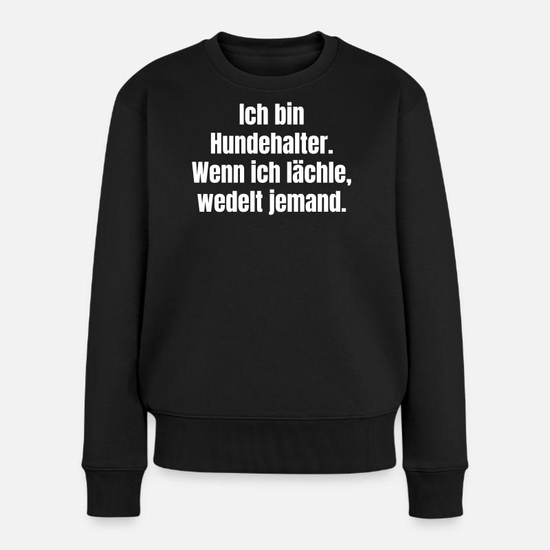 Hundehalter Lächelt Schwanzwedelt - Frauen Premium Bio Pullover - Schwarz
