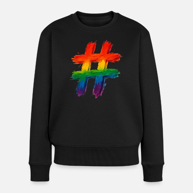 Bunter Hashtag in Regenbogenfarben gepinselt - Frauen Premium Bio Pullover - Schwarz
