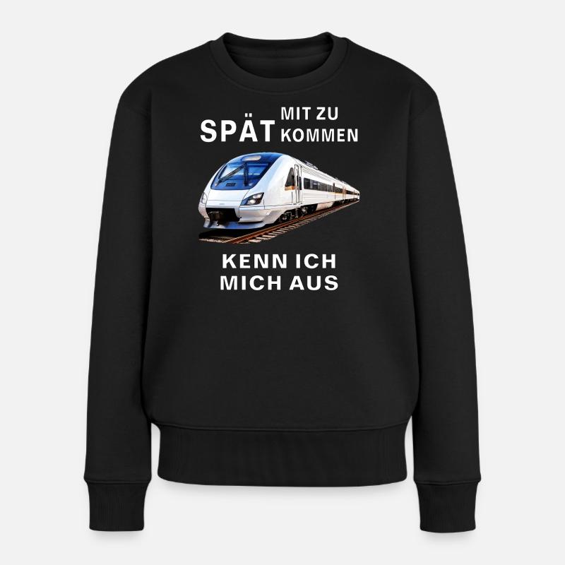ZUG MIT ZU SPÄT KOMMEN KENN ICH MICH AUS - Frauen Premium Bio Pullover - Schwarz