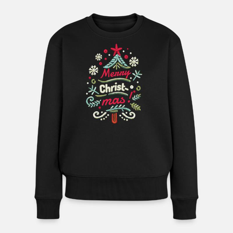 Frohe Weihnachten Baum Weihnachten - Frauen Premium Bio Pullover - Schwarz