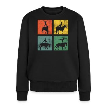 Voltigieren Reitsport Reiten Pferd Turnen - Frauen Premium Bio Pullover - Schwarz - Vorne - Julia (174cm)