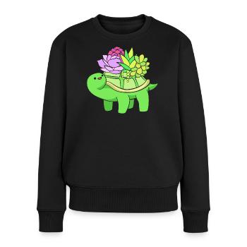Pflanze Kaktus Kakteen - Frauen Premium Bio Pullover - Schwarz - Vorne - Julia (174cm)