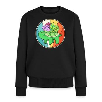 Kaktus Pflanze Kakteen - Frauen Premium Bio Pullover - Schwarz - Vorne - Julia (174cm)