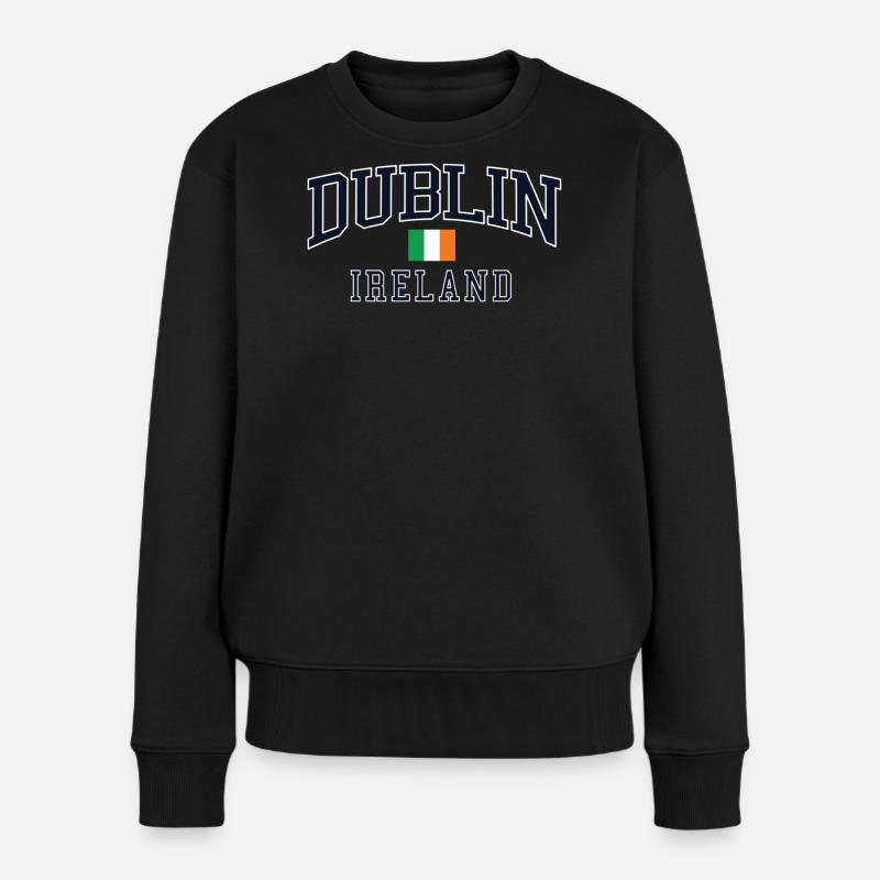 Dublin Ireland Arc Typography Tee - Women's Premium Organic Jumper - black
