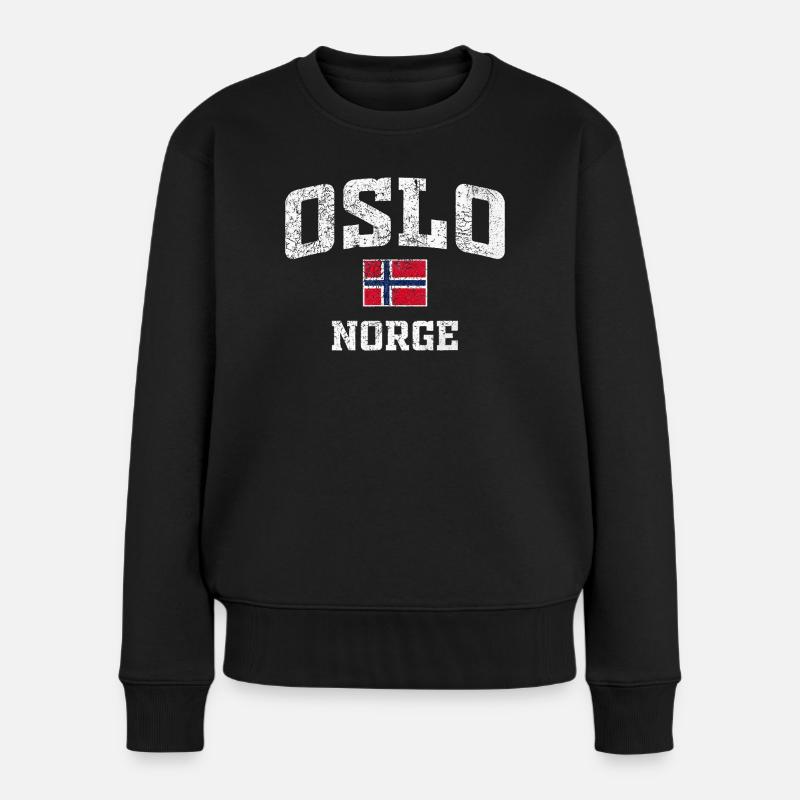 Oslo Norge Distressed Flag Tee - Frauen Premium Bio Pullover - Schwarz