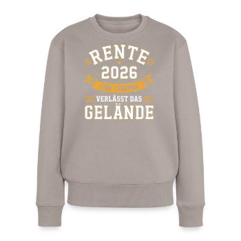 Rente 2026 Eine Legende Verläßt Gelände - Frauen Premium Bio Pullover - Taupe - Vorne - Julia (174cm)