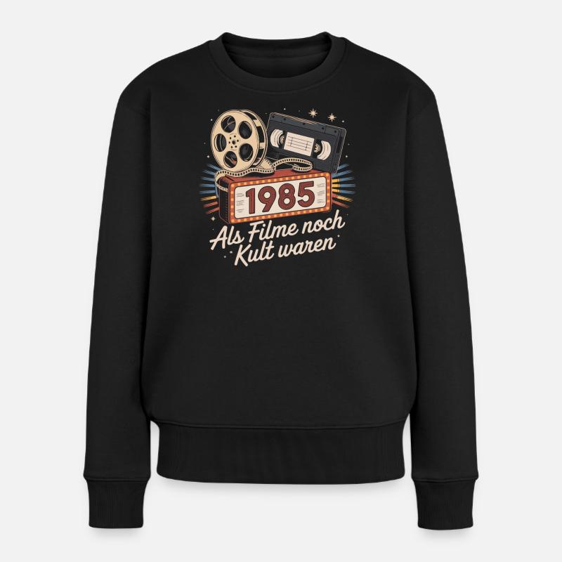 1985 Retro Kino Kult - Frauen Premium Bio Pullover - Schwarz