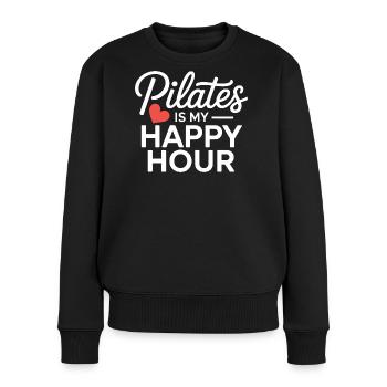 Pilates ist meine Happy Hour - Frauen Premium Bio Pullover - Schwarz - Vorne - Julia (174cm)