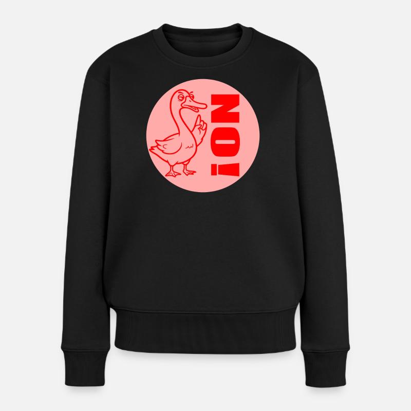 LUSTIGE GANS LEHRER NEIN - Frauen Premium Bio Pullover - Schwarz