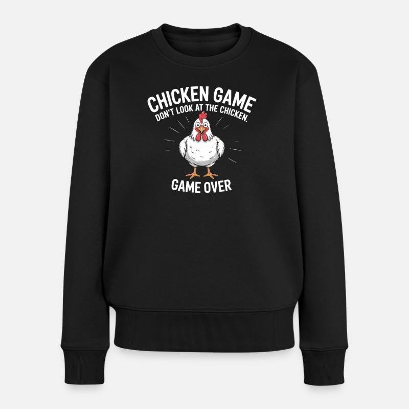 Jeu de poulet Ne regardez pas le jeu de poulet terminé - Pull Premium bio Femme - noir
