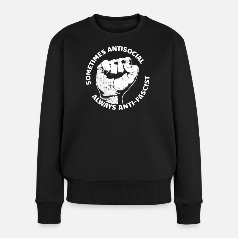 Parfois antisocial, toujours antifasciste - Pull Premium bio Femme - noir