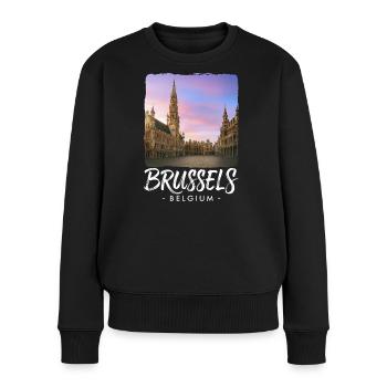 Brüssel Belgien - Frauen Premium Bio Pullover - Schwarz - Vorne - Julia (174cm)