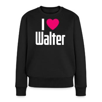 I Love Walter Pinkes Herz Ich liebe Walter - Frauen Premium Bio Pullover - Schwarz - Vorne - Julia (174cm)