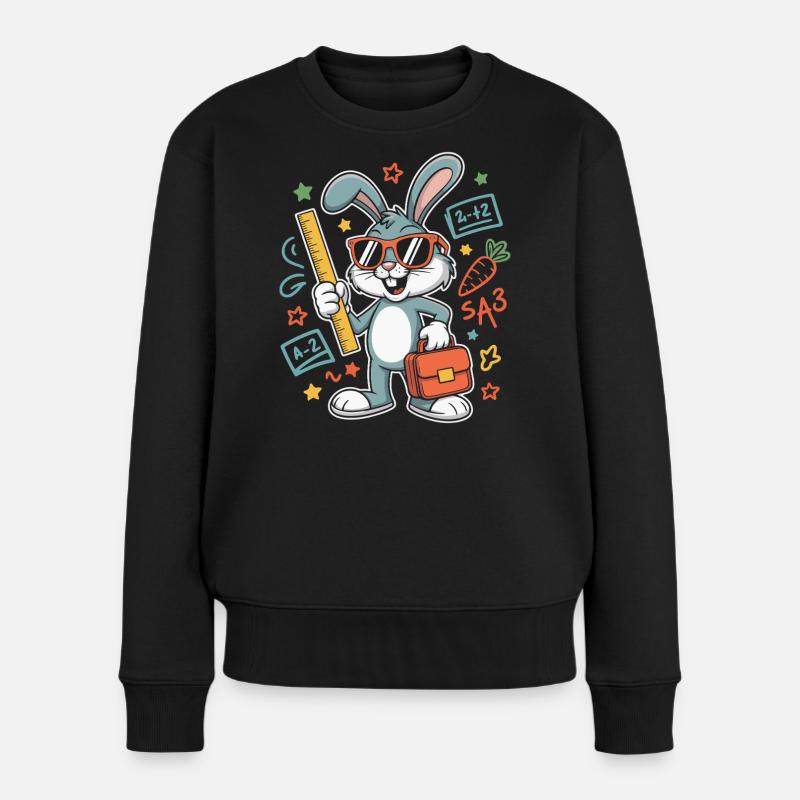 Math Bunny Glasses Suitcase - Women's Premium Organic Jumper - black