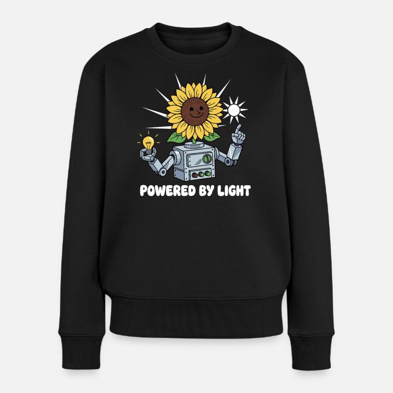 Sonnenblumenroboter Lichtideen - Frauen Premium Bio Pullover - Schwarz