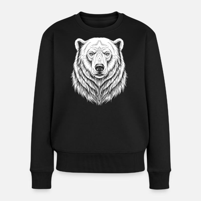 Bär Linienzeichnung - Frauen Premium Bio Pullover - Schwarz