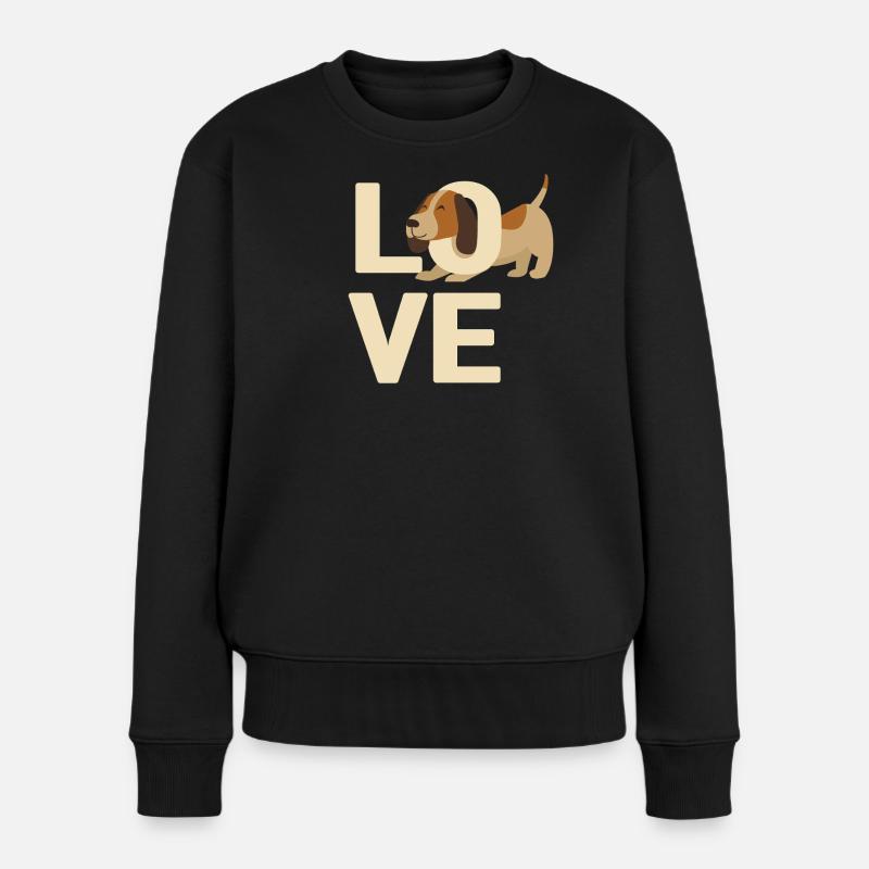 Ich liebe Hunde - Frauen Premium Bio Pullover - Schwarz