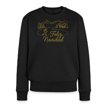 Feliz Navidad Winterlandschaft winterlich - Frauen Premium Bio Pullover - Schwarz - Vorne - Julia (174cm)