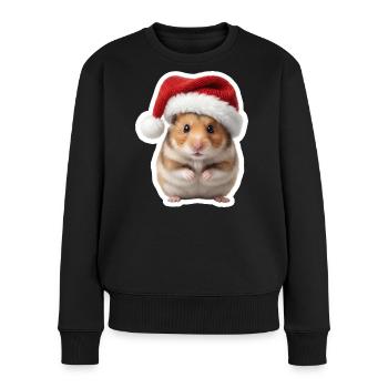Suesser Hamster - Suesse Weihnachten  - Frauen Premium Bio Pullover - Schwarz - Vorne - Julia (174cm)
