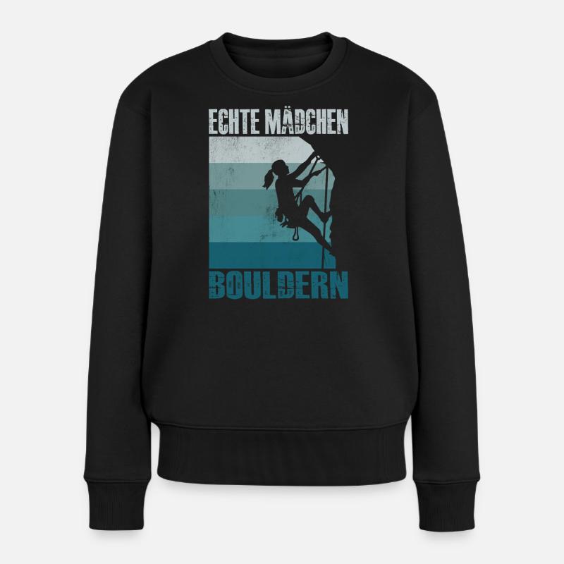Bouldern Geschenke Klettern Kletterer Boulderer - Frauen Premium Bio Pullover - Schwarz
