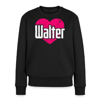 I Love Walter Pinkes Herz Ich liebe Walter - Frauen Premium Bio Pullover - Schwarz - Vorne - Julia (174cm)