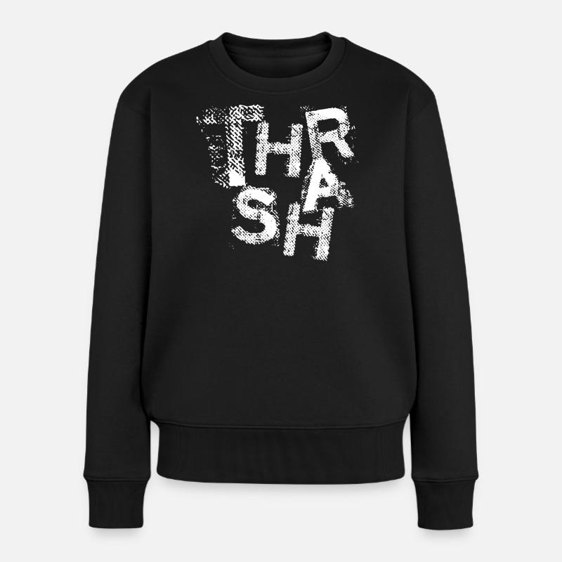 Grunge-Thrash-Metal-Typografie - Frauen Premium Bio Pullover - Schwarz