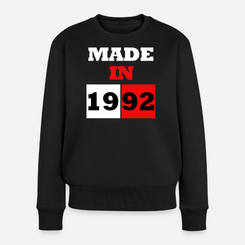Hergestellt im Retro Anniversary Block von 1992 - Frauen Premium Bio Pullover - Schwarz