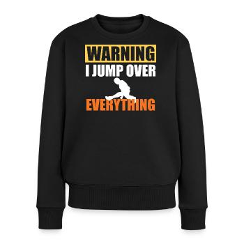 Warning I Jump Over Everything Parkour Design - Women's Premium Organic Jumper - black - Front - Julia (174cm)