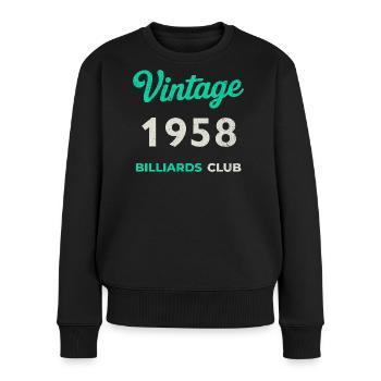 Vintage 1958 – Billiards Club Retro Geburtsjahr - Frauen Premium Bio Pullover - Schwarz - Vorne - Julia (174cm)