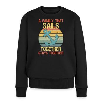 a family that sails together stays together Sail - Frauen Premium Bio Pullover - Schwarz - Vorne - Julia (174cm)