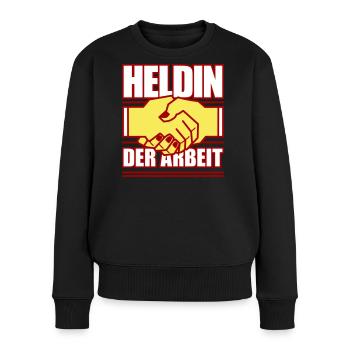 Heldin der Arbeit (Farben änderbar) - Frauen Premium Bio Pullover - Schwarz - Vorne - Julia (174cm)