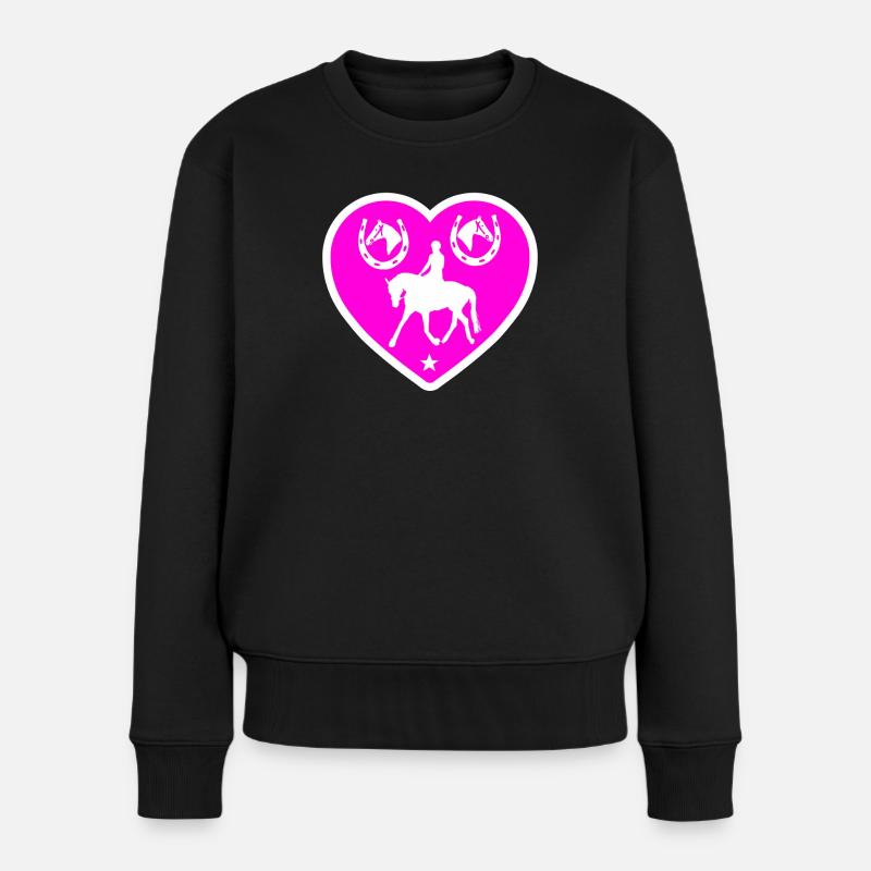 Pferde - Frauen Premium Bio Pullover - Schwarz