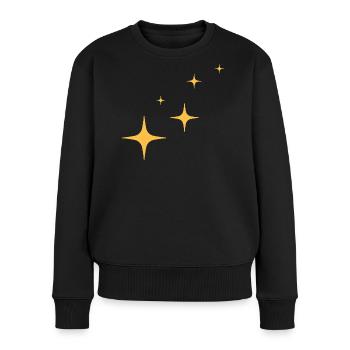 Funkeln - Glitzer - Sterne - Frauen Premium Bio Pullover - Schwarz - Vorne - Julia (174cm)