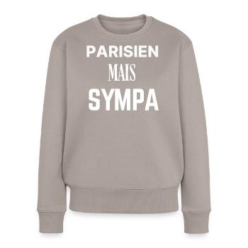 Parisian but nice – French humor - Women's Premium Organic Jumper - taupe - Front - Julia (174cm)