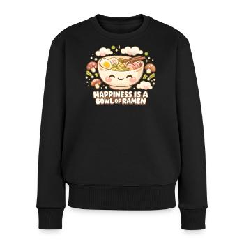 Ramen Bowl Kawaii Japanese - Frauen Premium Bio Pullover - Schwarz - Vorne - Julia (174cm)