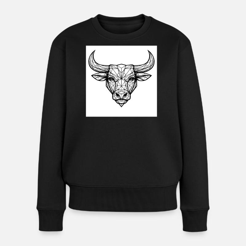 Geometrischer Stierkopf - Frauen Premium Bio Pullover - Schwarz