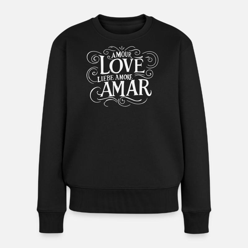 Universelle Liebe – Romantisches, verziertes Weiß - Frauen Premium Bio Pullover - Schwarz
