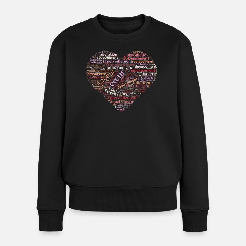 Coeur de mots amoureux - Pull Premium bio Femme - noir
