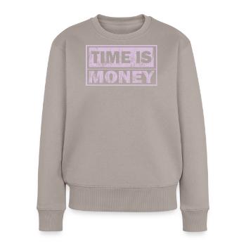 Zeit ist Geld Neon-Panel - Frauen Premium Bio Pullover - Taupe - Vorne - Julia (174cm)
