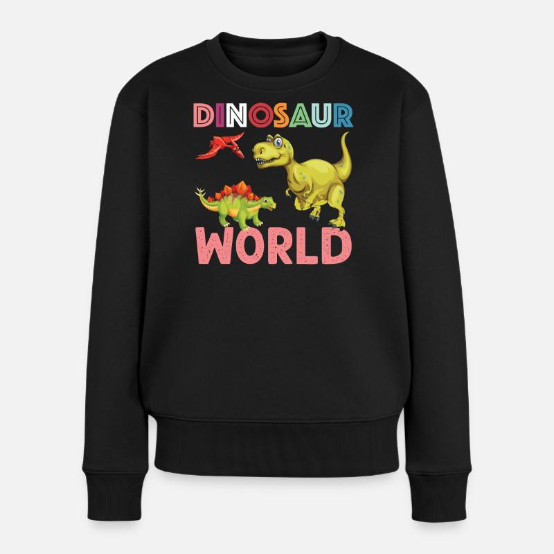 Dinosaur World nice - Frauen Premium Bio Pullover - Schwarz