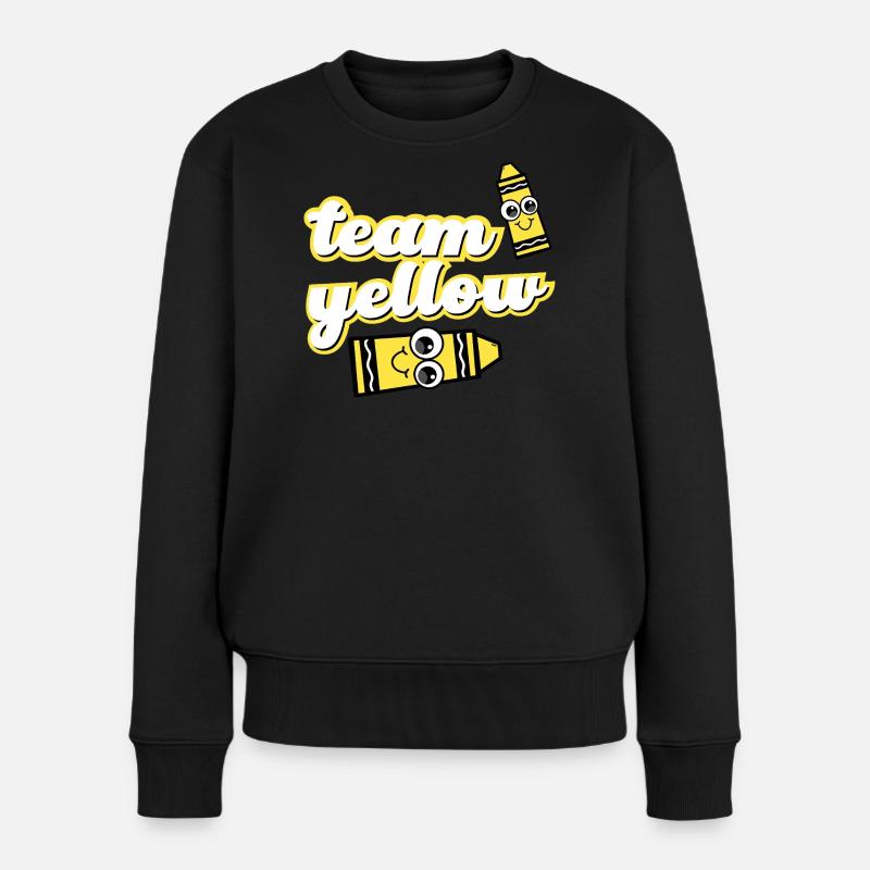 Team Gelbe Wachsmalstifte mit Gesicht - Frauen Premium Bio Pullover - Schwarz