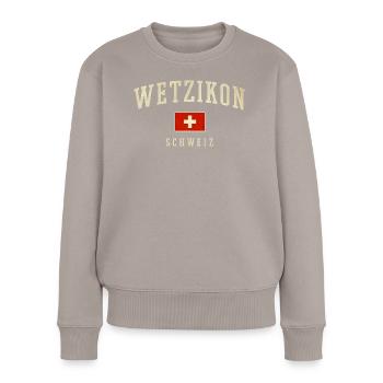 Wetzikon Schweiz Flaggenlogo - Frauen Premium Bio Pullover - Taupe - Vorne - Julia (174cm)