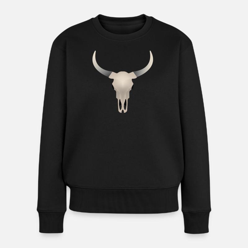 Büffelschädel - Frauen Premium Bio Pullover - Schwarz