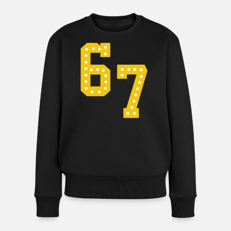 Gelbe Zahlenlichter 6 7 - Frauen Premium Bio Pullover - Schwarz