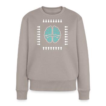 AI Gehirn Chip Prozessor Tech Vektor - Frauen Premium Bio Pullover - Taupe - Vorne - Julia (174cm)